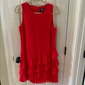 Vince Camuto Vibrant Red Ruffle Mini Dress